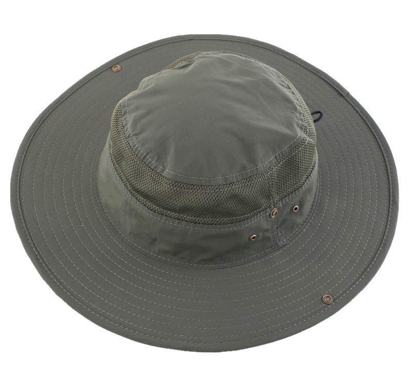 Connectyle Outdoor Mesh Sun Hat Wide Brim Sun Protection Hat Summer Fishing Hunting Hiking Gardenig Hat Army Green - Image 3